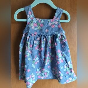 Gymboree Blue Floral Corduroy Jumper Dress 12-18 Month